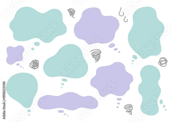 Obraz やさしい配色のもやもや吹き出しセット　くすみカラー
