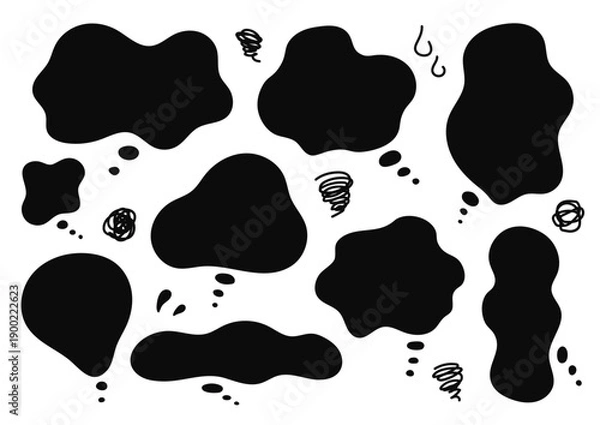 Obraz 重たい気持ちを表す黒いもやもや吹き出しセット