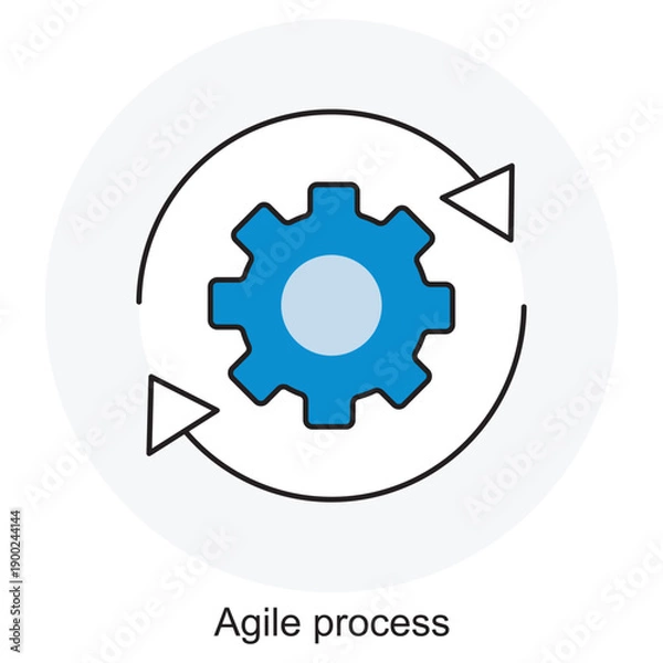 Obraz Agile Process icon, Iterative Project Management, Scrum Workflow System, Adaptive Development Cycle, Continuous Improvement Model, vector