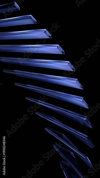 Obraz Abstract glass structure, minimalist background design, vertical 3d render