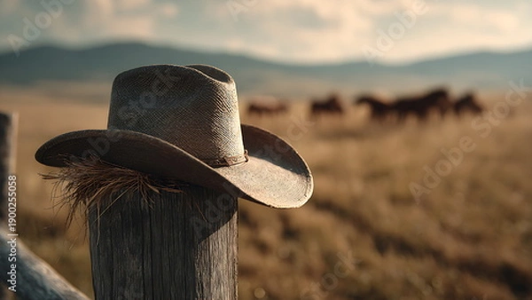 Obraz cowboy hat in the field
