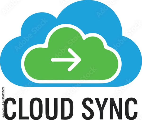 Fototapeta Digital storage update sign featuring active green cloud transfer