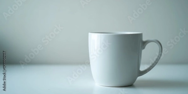 Fototapeta Empty White Coffee Mug on Light Background