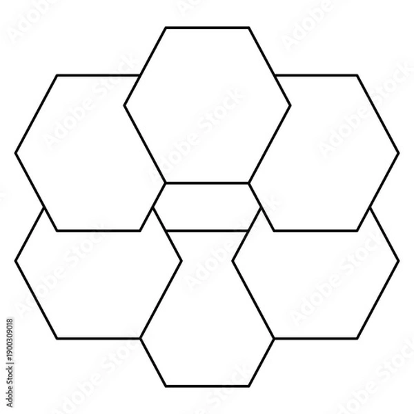 Fototapeta Hexagonal Geometric Pattern Outline Vector Illustration