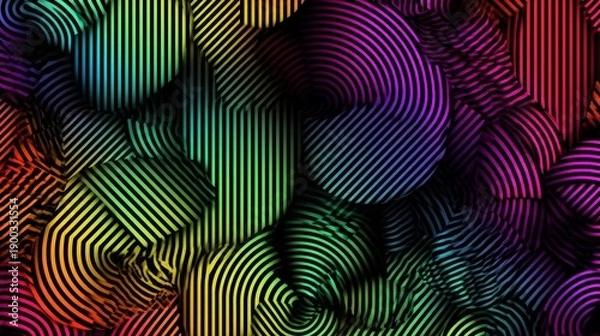 Obraz Gradient geometric pattern with circles and lines 