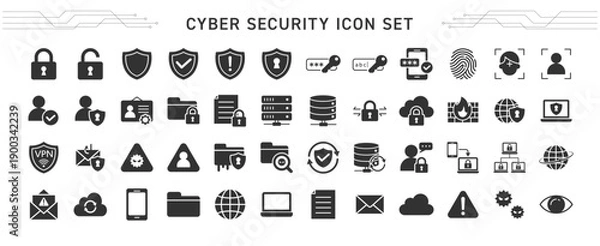 Obraz サイバーセキュリティの塗りアイコンセット｜ネットワーク・情報保護