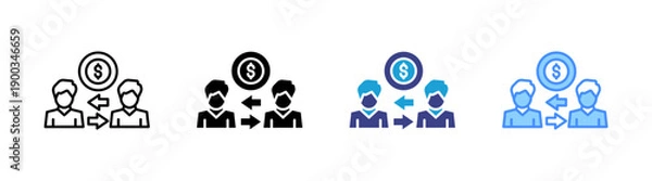 Obraz Transaction icon set multiple style collection