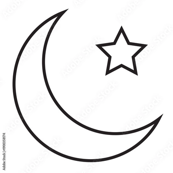 Obraz star and moon crescent icon