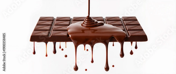 Obraz melted chocolate on a white background
