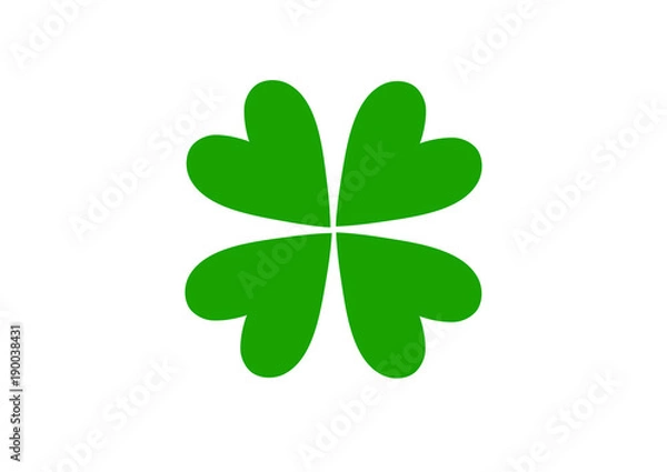 Fototapeta Four leaf clover isolated on white, vector illustration for St. Patrick's day 