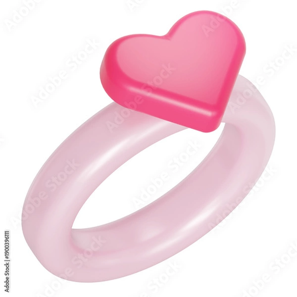 Obraz Heart-shaped ring 3D illustration