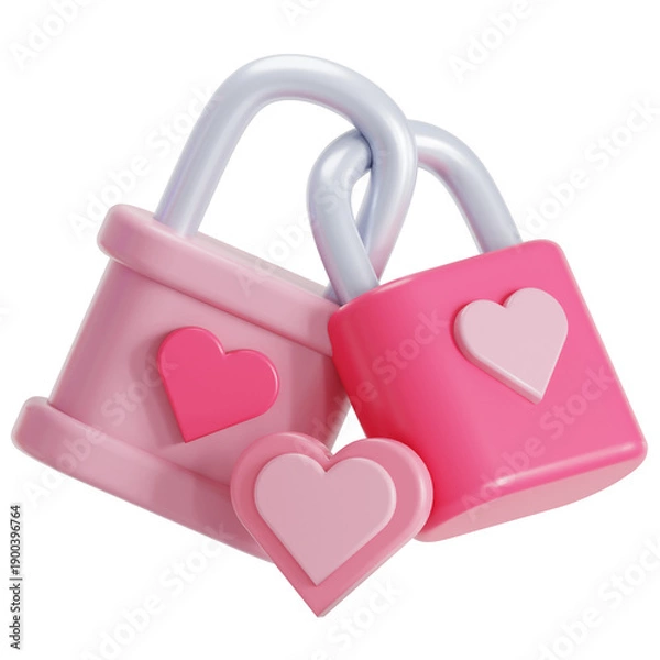 Obraz love padlock 3D illustration