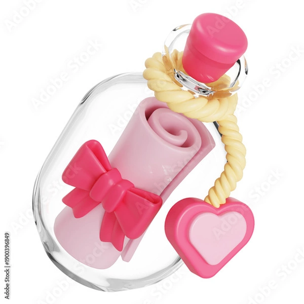 Obraz message in a bottle 3D illustration