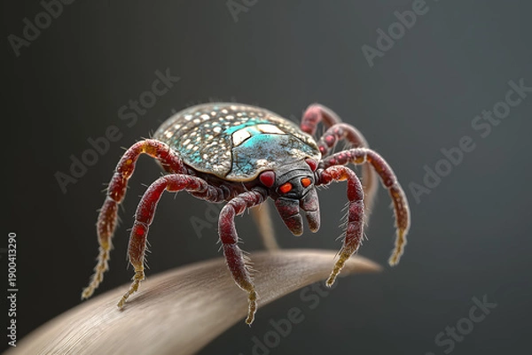 Obraz black beetle on a leaf