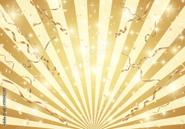 Obraz ベクター、金　紙吹雪　放射状