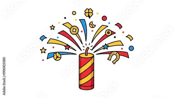 Obraz Vibrant firework exploding with colorful confetti and stars