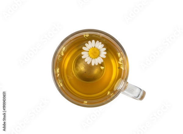 Obraz Kamillentee im Glasbecher