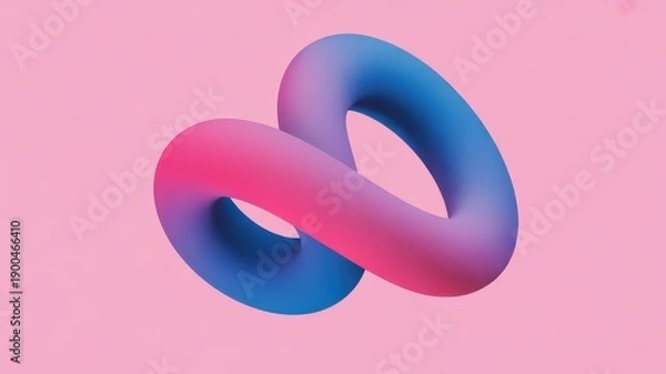 Obraz Interconnected gradient rings on pink background