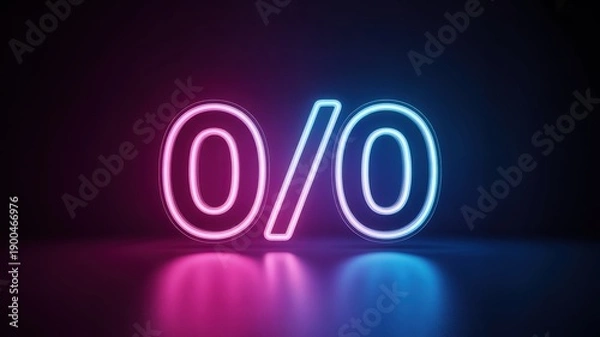 Obraz Neon sign with zero over zero ratio