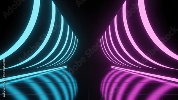 Obraz Neon light reflections in dark space