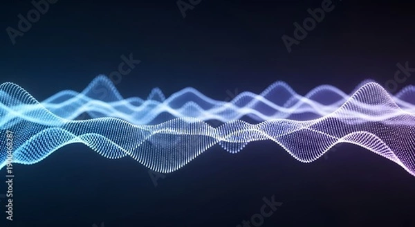 Obraz Vibrant digital waveform visualization with glowing blue and purple lines