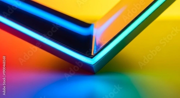 Obraz Neon lit corner edge with rainbow reflections