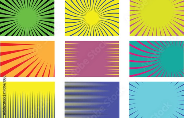 Obraz Colorful Abstract Sunburst Background Set.