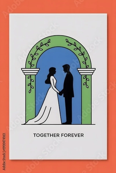 Obraz Wedding arch couple illustration