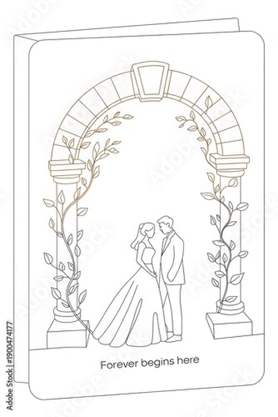 Obraz Wedding arch couple illustration