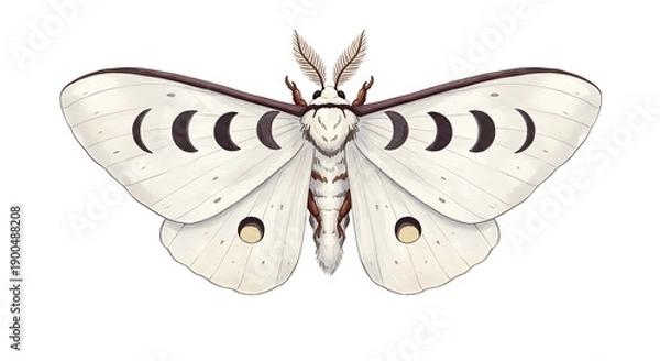 Obraz 月の蛾：精密な描写のデジタルイラスト
