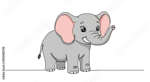 Obraz 線画で描く、優しい象