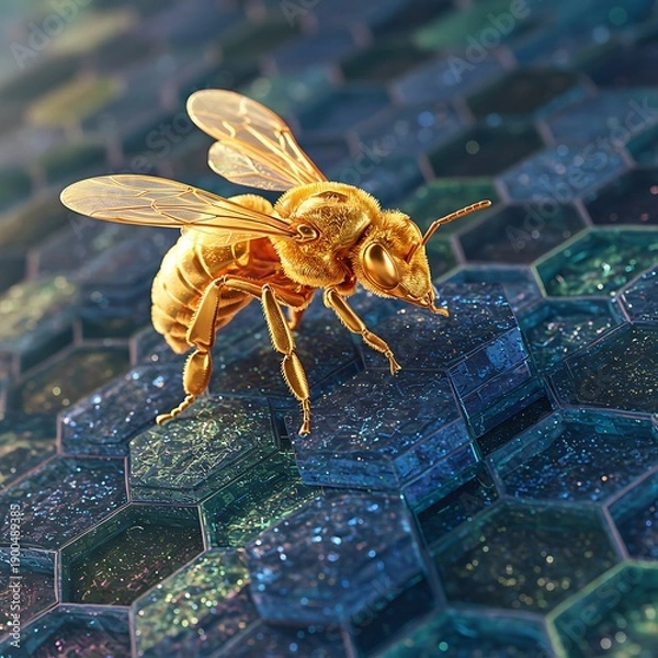 Obraz 黄金の蜜蜂、深海六角形