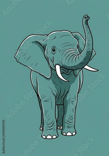 Obraz 優しい巨象の線画イラスト