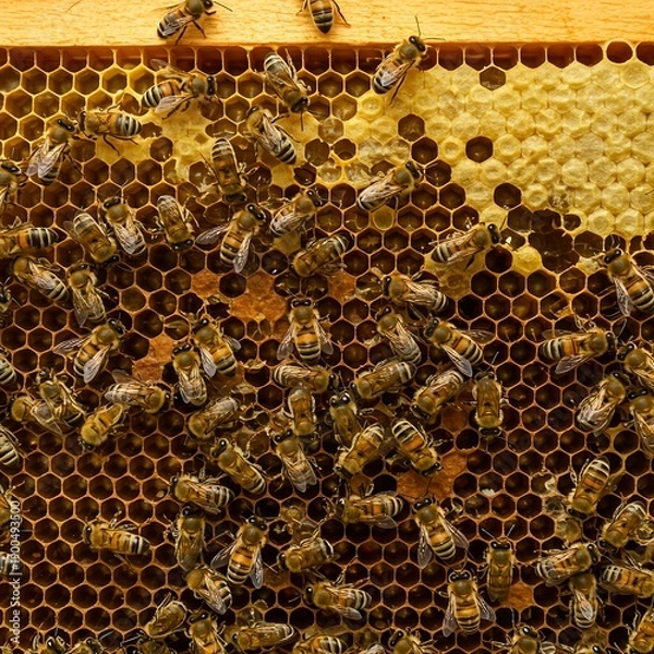 Obraz 蜜蜂の営み、黄金の六角形