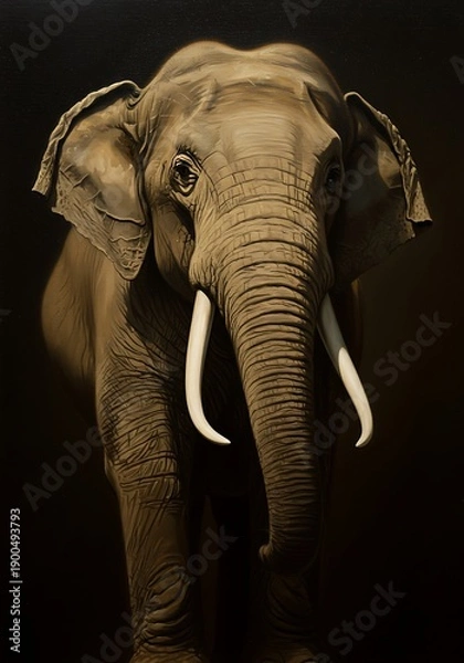 Obraz 闇夜の巨象、静謐なる視線