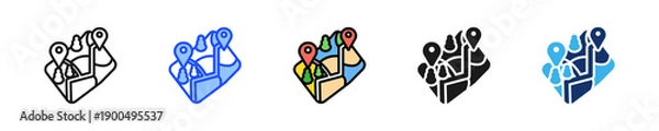 Obraz Tourist Map Icon Collection With Multiple Styles