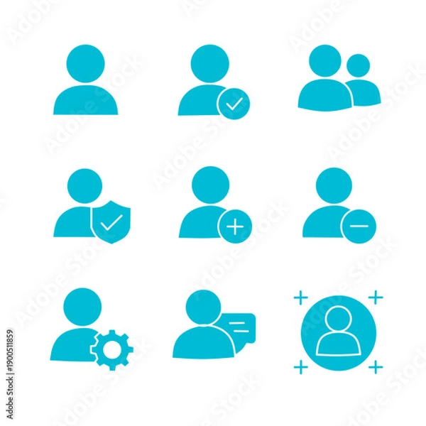 Obraz Blue User Account Solid Icon Set Vector