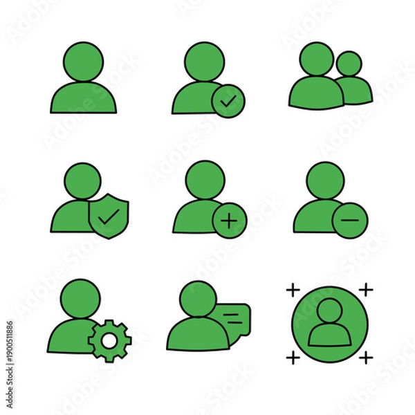 Obraz Green User Management Solid Icon Set