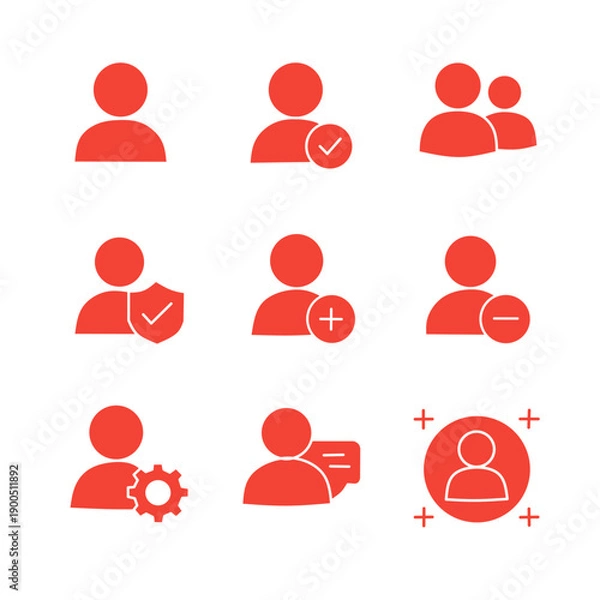 Obraz Red Flat User Profile Icon Collection Vector