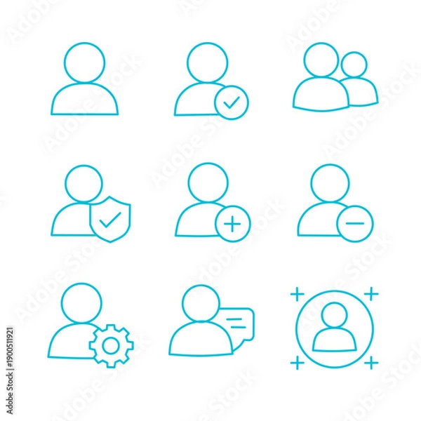 Obraz Light Blue User Profile Outline Icon Set