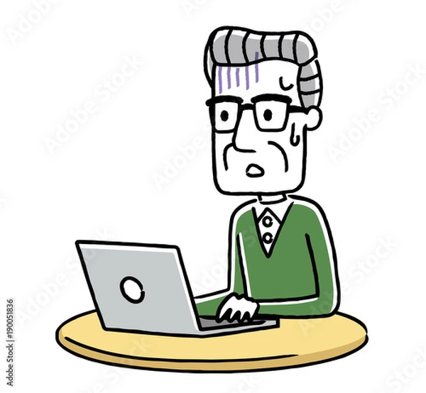 Obraz シニア男性：インターネット、パソコン
