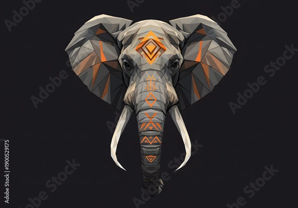 Obraz Geometric elephant head design