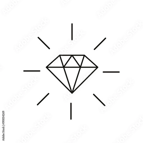 Obraz Diamond line icon. Shining diamond sign icon. logo