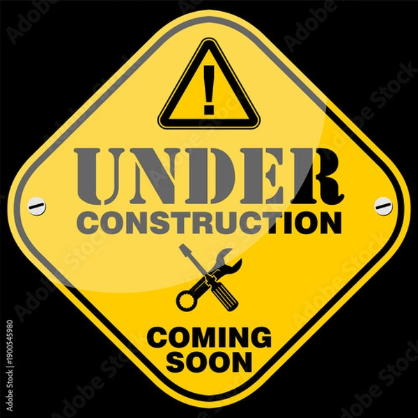 Fototapeta Under Construction, Coming soon, sign vector