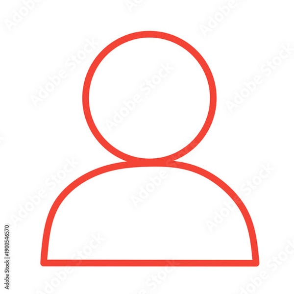 Obraz User Profile Flat Outline Icon Red Stroke