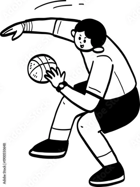 Obraz cartoon man playing basketball.
