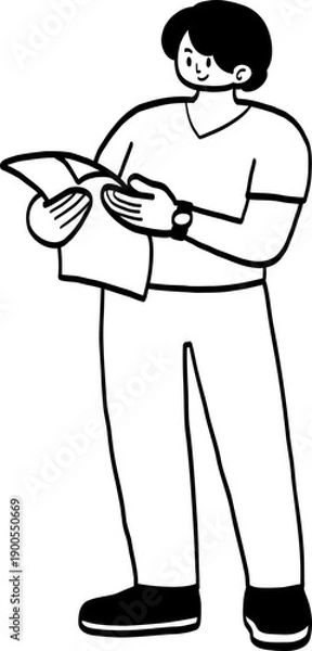 Obraz cartoon man reading a paper.