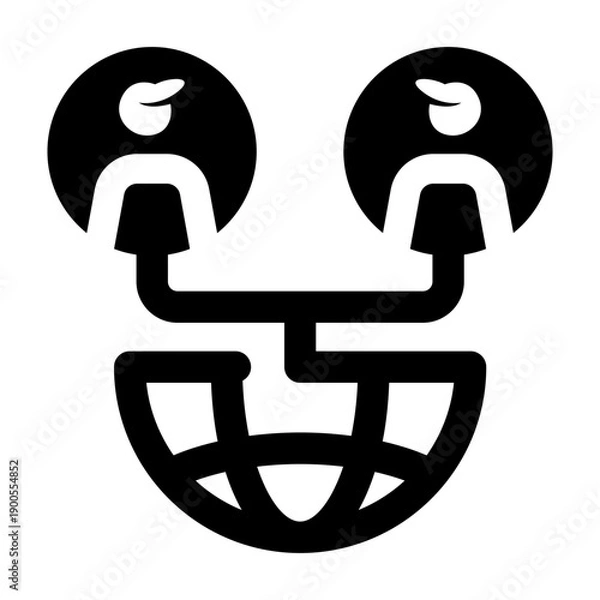 Fototapeta A solid style icon showing worldwide partners