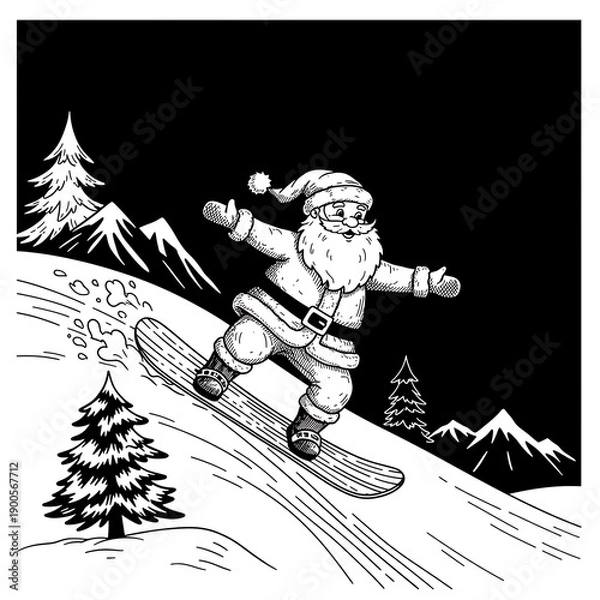 Obraz Night Snowboard Descent