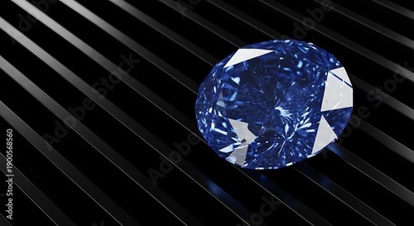 Obraz Brilliant Blue Gemstone on Dark Linear Surface